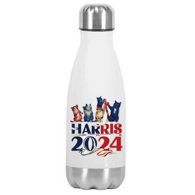 Funny Cat Design Kamala Harris 2024 Childless Cat Lady Stainless Steel Insulated Water Bottle