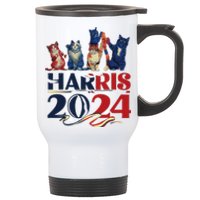 Funny Cat Design Kamala Harris 2024 Childless Cat Lady Stainless Steel Travel Mug