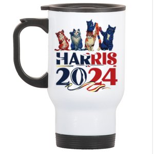 Funny Cat Design Kamala Harris 2024 Childless Cat Lady Stainless Steel Travel Mug