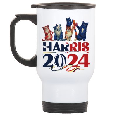 Funny Cat Design Kamala Harris 2024 Childless Cat Lady Stainless Steel Travel Mug