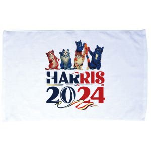 Funny Cat Design Kamala Harris 2024 Childless Cat Lady Microfiber Hand Towel