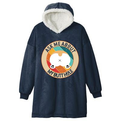 Funny Corgi Dog Design Ask Me About My Butthole Butt Mom Dad Gift Hooded Wearable Blanket