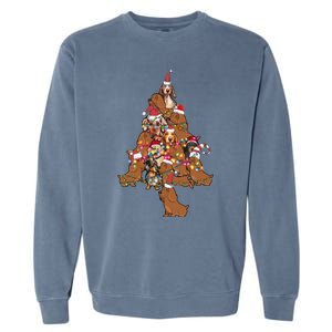 Funny Cute Dachshund Dog Christmas Tree Puppy Lover Funny Gift Garment-Dyed Sweatshirt