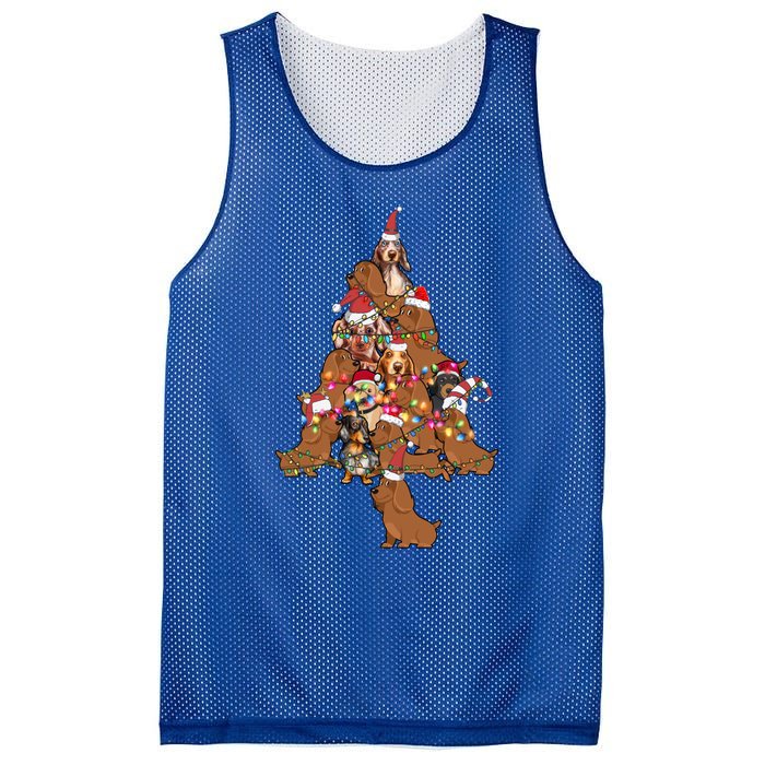 Funny Cute Dachshund Dog Christmas Tree Puppy Lover Funny Gift Mesh Reversible Basketball Jersey Tank