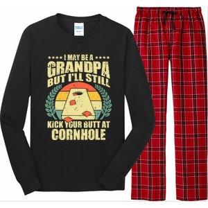 Funny Cornhole Design For Grandpa Sack Toss Game Lovers Long Sleeve Pajama Set