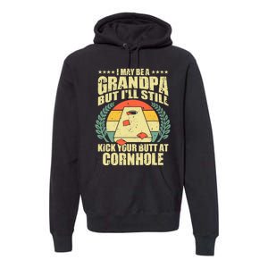 Funny Cornhole Design For Grandpa Sack Toss Game Lovers Premium Hoodie