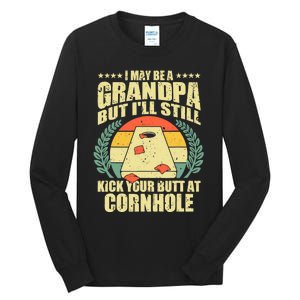 Funny Cornhole Design For Grandpa Sack Toss Game Lovers Tall Long Sleeve T-Shirt