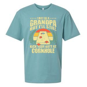 Funny Cornhole Design For Grandpa Sack Toss Game Lovers Sueded Cloud Jersey T-Shirt