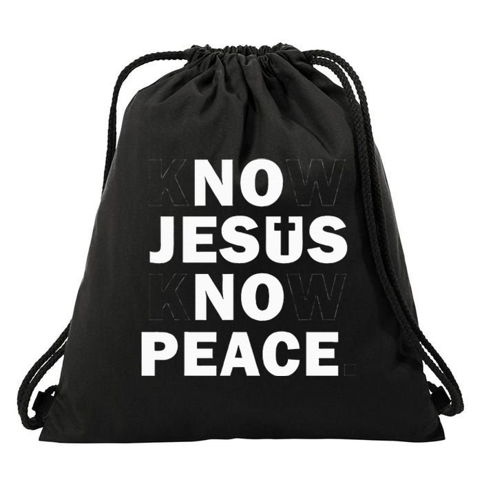 Faithful Cross Discover Peace Through Jesus Drawstring Bag