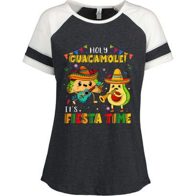 Funny Cinco De Mayo Holy Guacamole It's Fiesta Time Avocado Enza Ladies Jersey Colorblock Tee