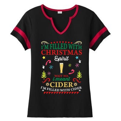 Funny Christmas Design For Cider Alcoholic Spirits Lovers Ladies Halftime Notch Neck Tee