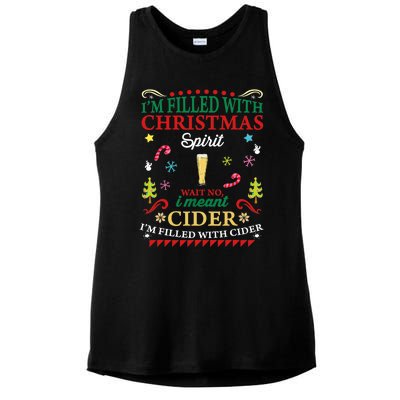 Funny Christmas Design For Cider Alcoholic Spirits Lovers Ladies PosiCharge Tri-Blend Wicking Tank