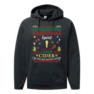 Funny Christmas Design For Cider Alcoholic Spirits Lovers Performance Fleece Hoodie