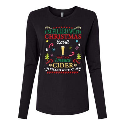 Funny Christmas Design For Cider Alcoholic Spirits Lovers Womens Cotton Relaxed Long Sleeve T-Shirt