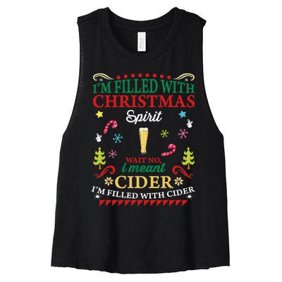 Funny Christmas Design For Cider Alcoholic Spirits Lovers Women's Racerback Cropped Tank