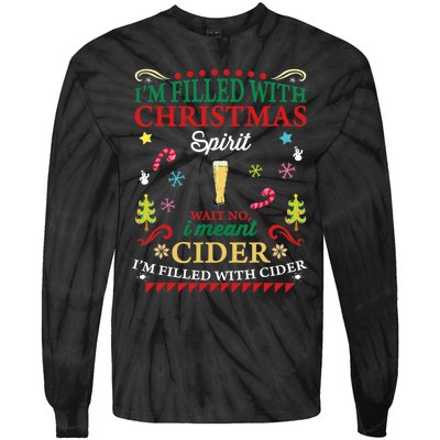 Funny Christmas Design For Cider Alcoholic Spirits Lovers Tie-Dye Long Sleeve Shirt