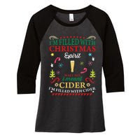 Funny Christmas Design For Cider Alcoholic Spirits Lovers Women's Tri-Blend 3/4-Sleeve Raglan Shirt