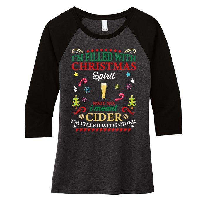 Funny Christmas Design For Cider Alcoholic Spirits Lovers Women's Tri-Blend 3/4-Sleeve Raglan Shirt