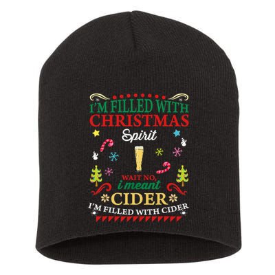 Funny Christmas Design For Cider Alcoholic Spirits Lovers Short Acrylic Beanie
