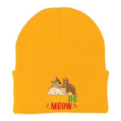 Funny Cinco De Mayo Gift Cinco De Meow Cat Sombrero Knit Cap Winter Beanie