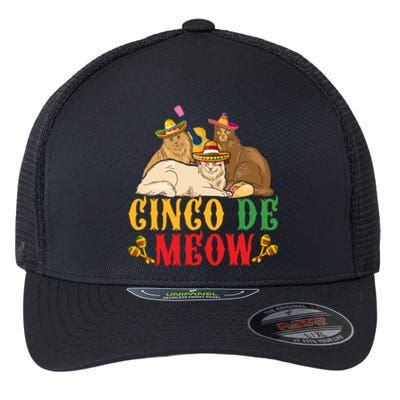 Funny Cinco De Mayo Gift Cinco De Meow Cat Sombrero Flexfit Unipanel Trucker Cap