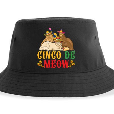 Funny Cinco De Mayo Gift Cinco De Meow Cat Sombrero Sustainable Bucket Hat