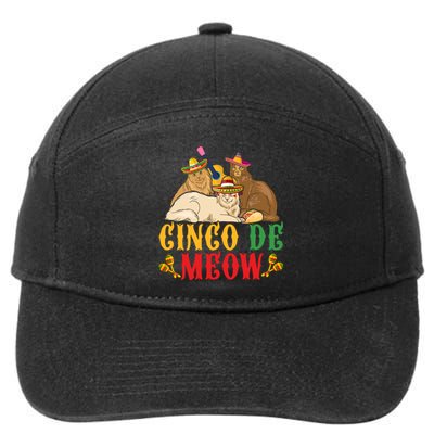 Funny Cinco De Mayo Gift Cinco De Meow Cat Sombrero 7-Panel Snapback Hat