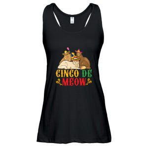 Funny Cinco De Mayo Gift Cinco De Meow Cat Sombrero Ladies Essential Flowy Tank