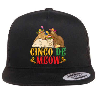 Funny Cinco De Mayo Gift Cinco De Meow Cat Sombrero Flat Bill Trucker Hat