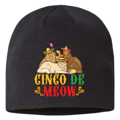 Funny Cinco De Mayo Gift Cinco De Meow Cat Sombrero Sustainable Beanie