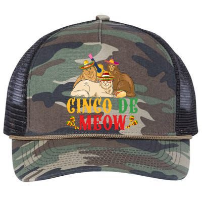 Funny Cinco De Mayo Gift Cinco De Meow Cat Sombrero Retro Rope Trucker Hat Cap