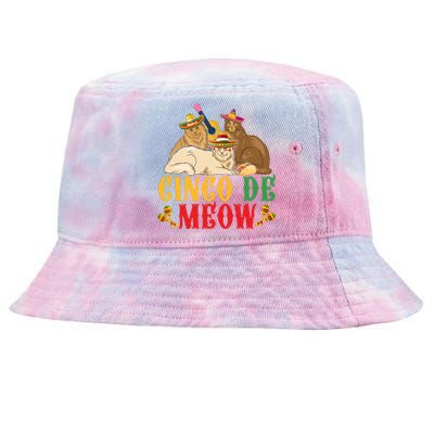 Funny Cinco De Mayo Gift Cinco De Meow Cat Sombrero Tie-Dyed Bucket Hat