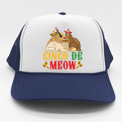 Funny Cinco De Mayo Gift Cinco De Meow Cat Sombrero Trucker Hat