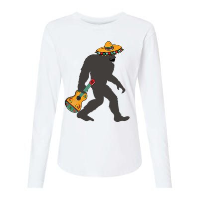 Funny Cinco De Mayo Bigfoot Mexican Guitar Cinco De Mayo Womens Cotton Relaxed Long Sleeve T-Shirt