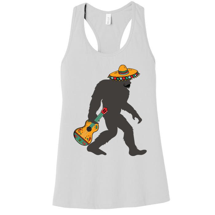 Funny Cinco De Mayo Bigfoot Mexican Guitar Cinco De Mayo Women's Racerback Tank