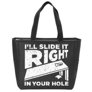 Funny Cornhole Design For Wo Sack Toss Game Lovers  Zip Tote Bag