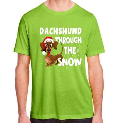 Funny Christmas Dachshund Dog Through The Snow Cool Gift Adult ChromaSoft Performance T-Shirt