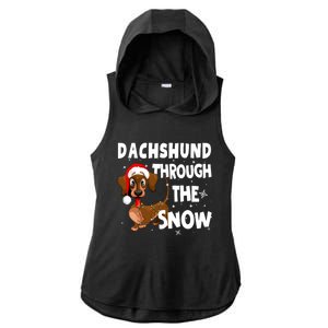 Funny Christmas Dachshund Dog Through The Snow Cool Gift Ladies PosiCharge Tri-Blend Wicking Draft Hoodie Tank