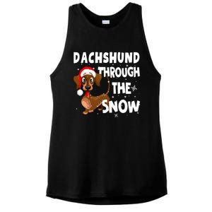 Funny Christmas Dachshund Dog Through The Snow Cool Gift Ladies PosiCharge Tri-Blend Wicking Tank