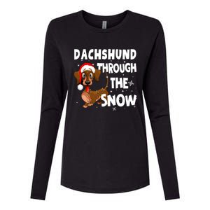 Funny Christmas Dachshund Dog Through The Snow Cool Gift Womens Cotton Relaxed Long Sleeve T-Shirt