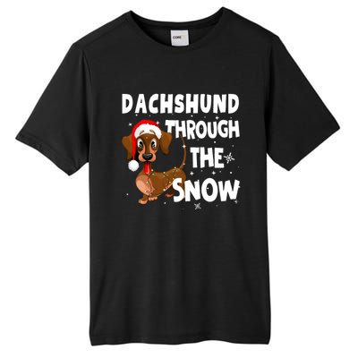 Funny Christmas Dachshund Dog Through The Snow Cool Gift Tall Fusion ChromaSoft Performance T-Shirt