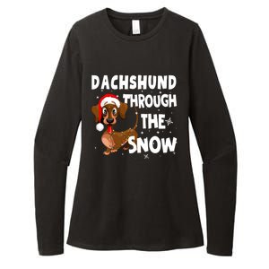 Funny Christmas Dachshund Dog Through The Snow Cool Gift Womens CVC Long Sleeve Shirt