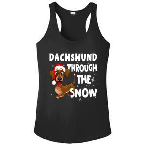 Funny Christmas Dachshund Dog Through The Snow Cool Gift Ladies PosiCharge Competitor Racerback Tank