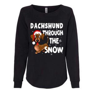 Funny Christmas Dachshund Dog Through The Snow Cool Gift Womens California Wash Sweatshirt