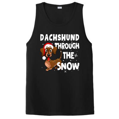 Funny Christmas Dachshund Dog Through The Snow Cool Gift PosiCharge Competitor Tank