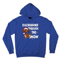 Funny Christmas Dachshund Dog Through The Snow Cool Gift Hoodie