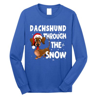 Funny Christmas Dachshund Dog Through The Snow Cool Gift Long Sleeve Shirt