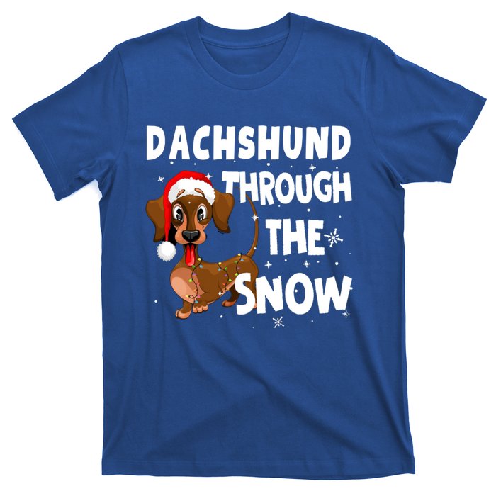 Funny Christmas Dachshund Dog Through The Snow Cool Gift T-Shirt