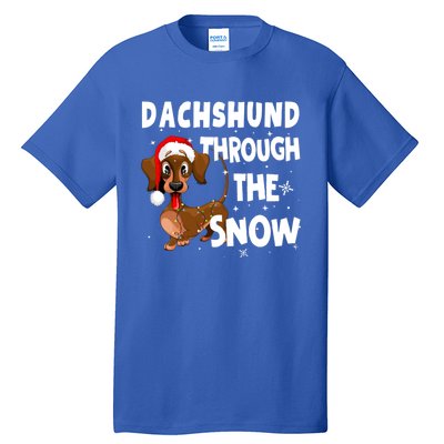 Funny Christmas Dachshund Dog Through The Snow Cool Gift Tall T-Shirt