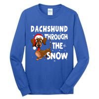 Funny Christmas Dachshund Dog Through The Snow Cool Gift Tall Long Sleeve T-Shirt